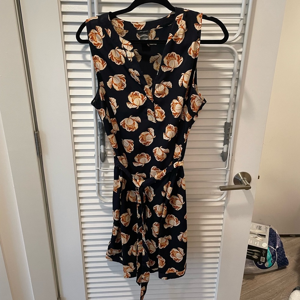 Navy and Floral Sleeveless Ann Taylor dress